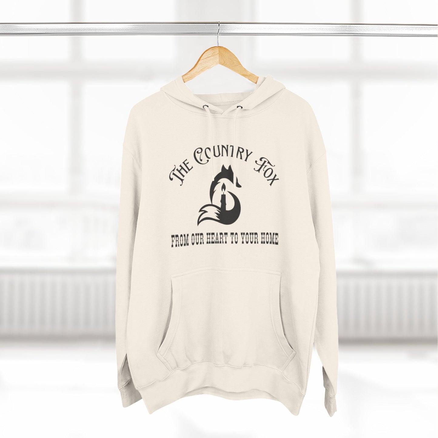 The Country Fox Logo Fleece Hoodie — Cozy Small-Business Candle Fan Pullover