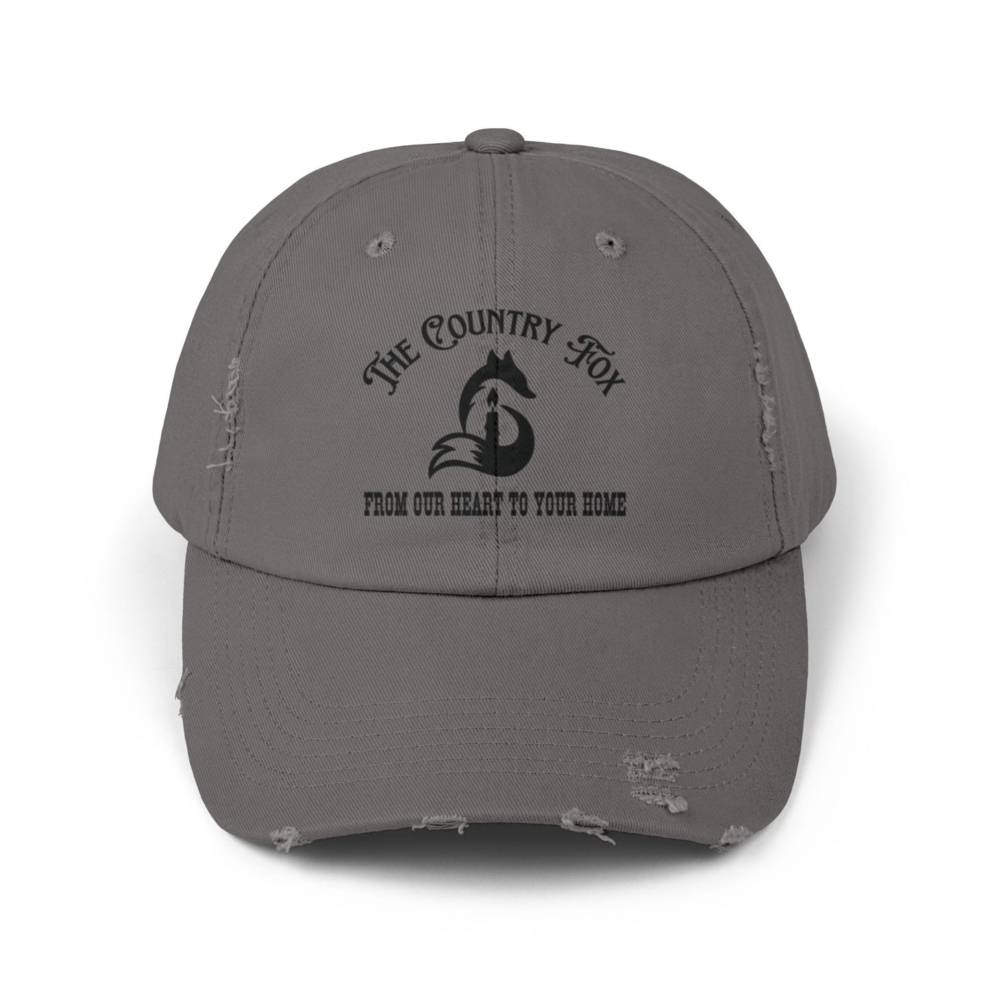 Distressed Baseball Cap — “The Country Fox” Logo (Farm-to-Home Vintage Hat)