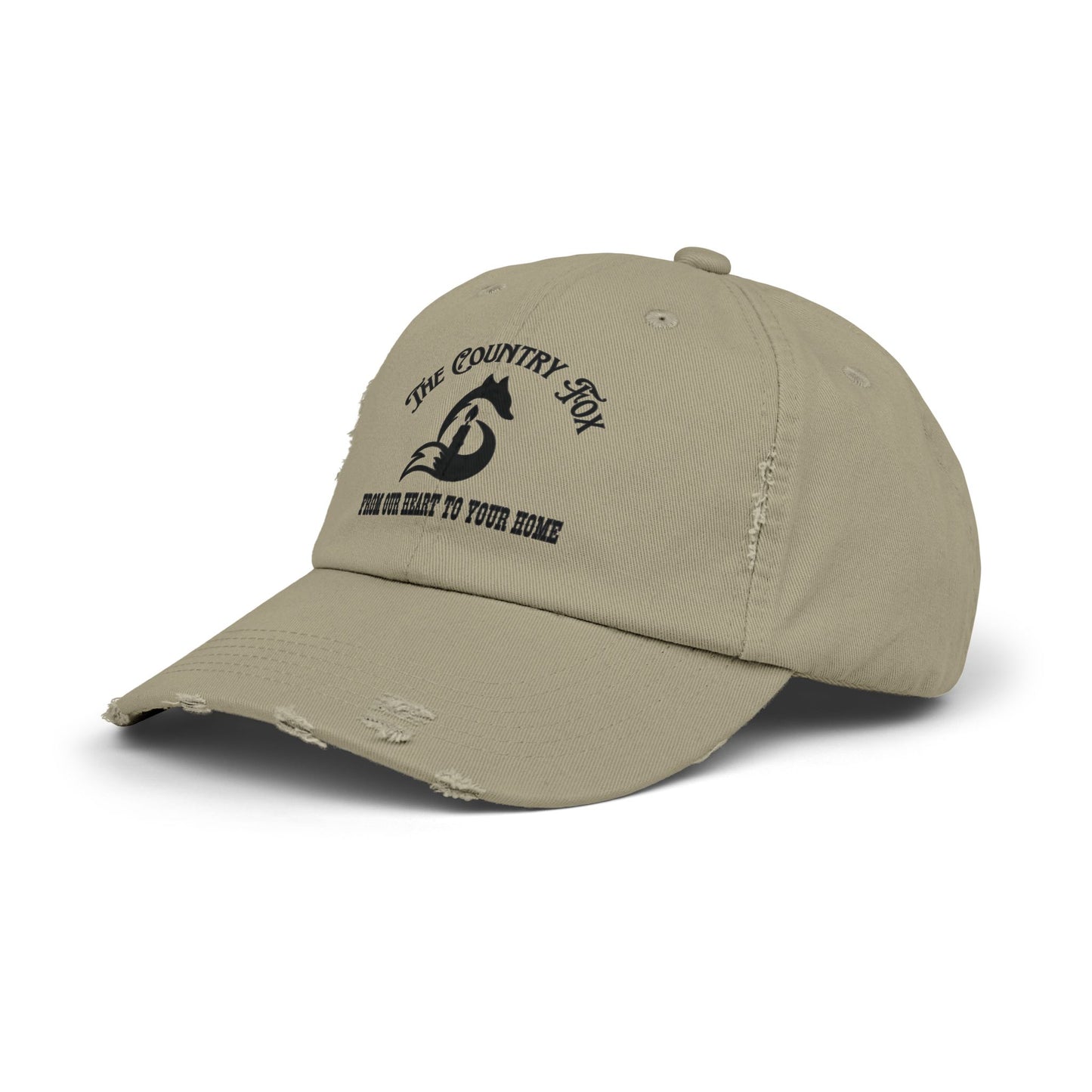 Distressed Baseball Cap — “The Country Fox” Logo (Farm-to-Home Vintage Hat)
