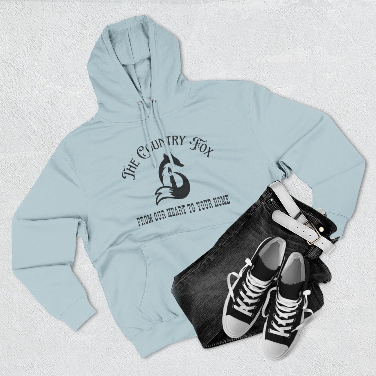 The Country Fox Logo Fleece Hoodie — Cozy Small-Business Candle Fan Pullover