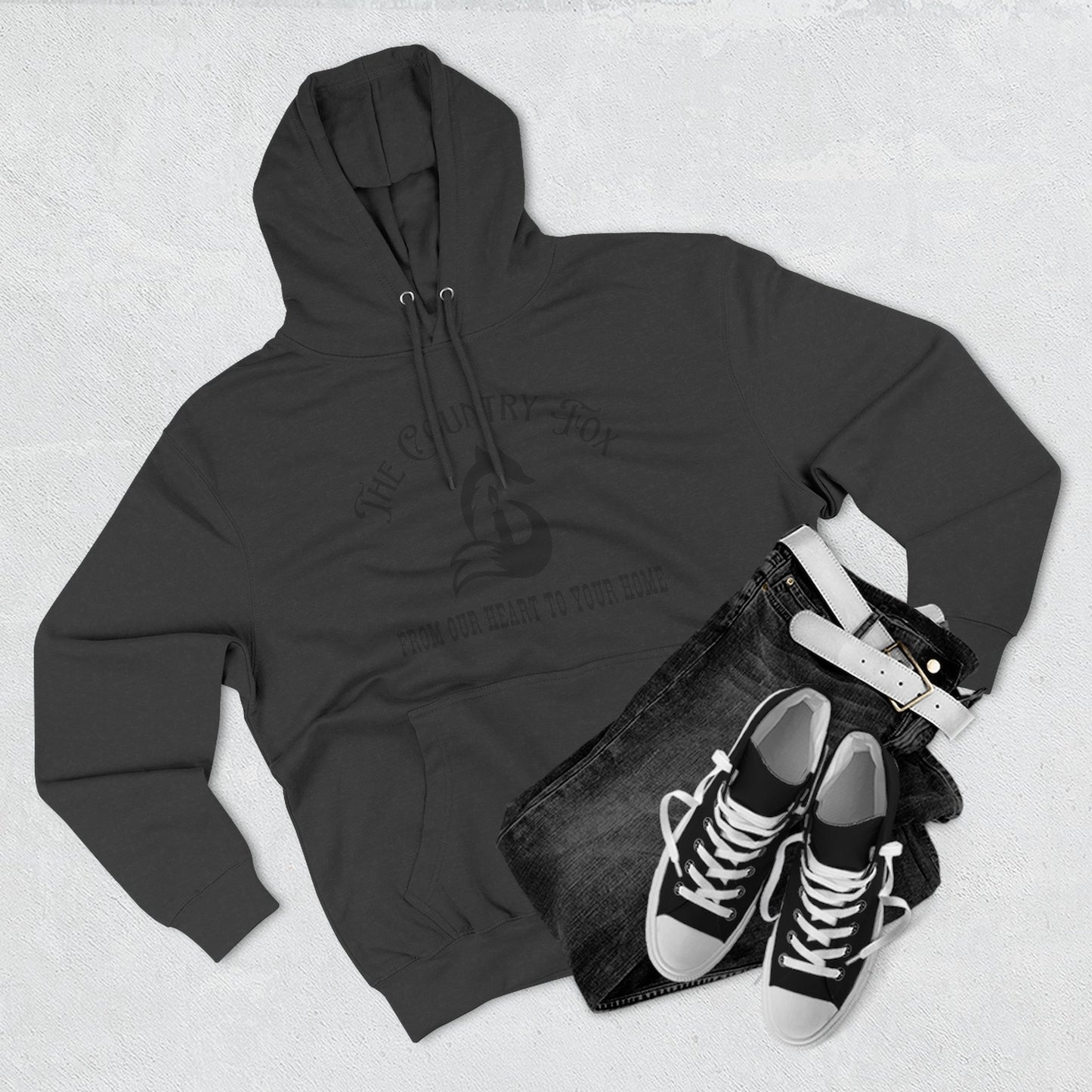The Country Fox Logo Fleece Hoodie — Cozy Small-Business Candle Fan Pullover