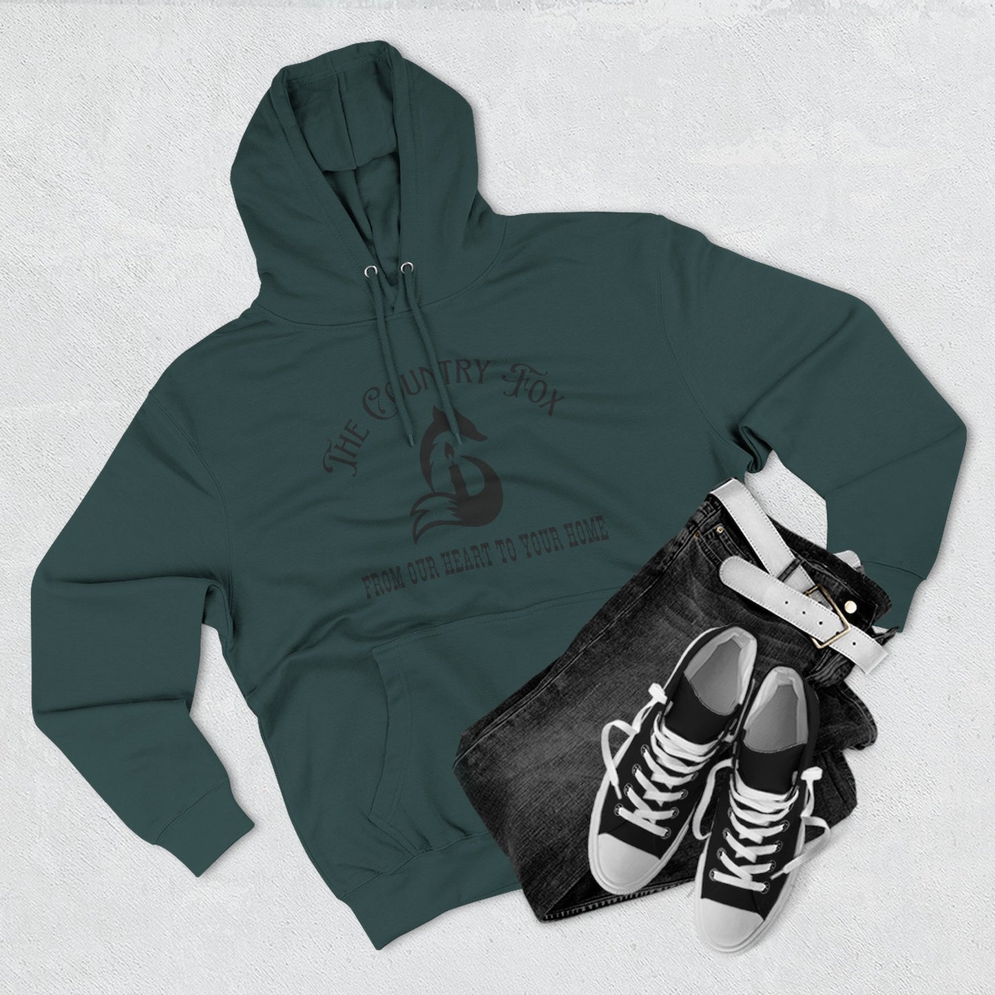 The Country Fox Logo Fleece Hoodie — Cozy Small-Business Candle Fan Pullover