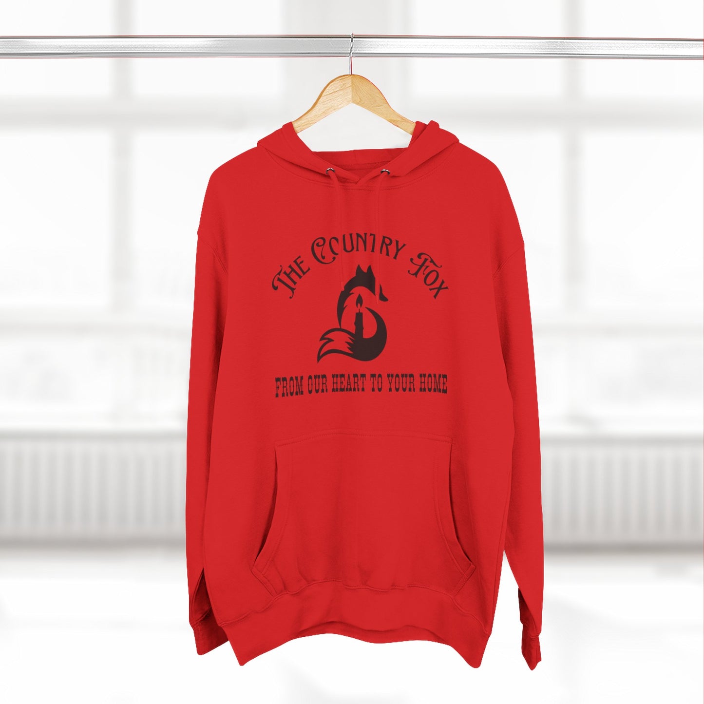The Country Fox Logo Fleece Hoodie — Cozy Small-Business Candle Fan Pullover