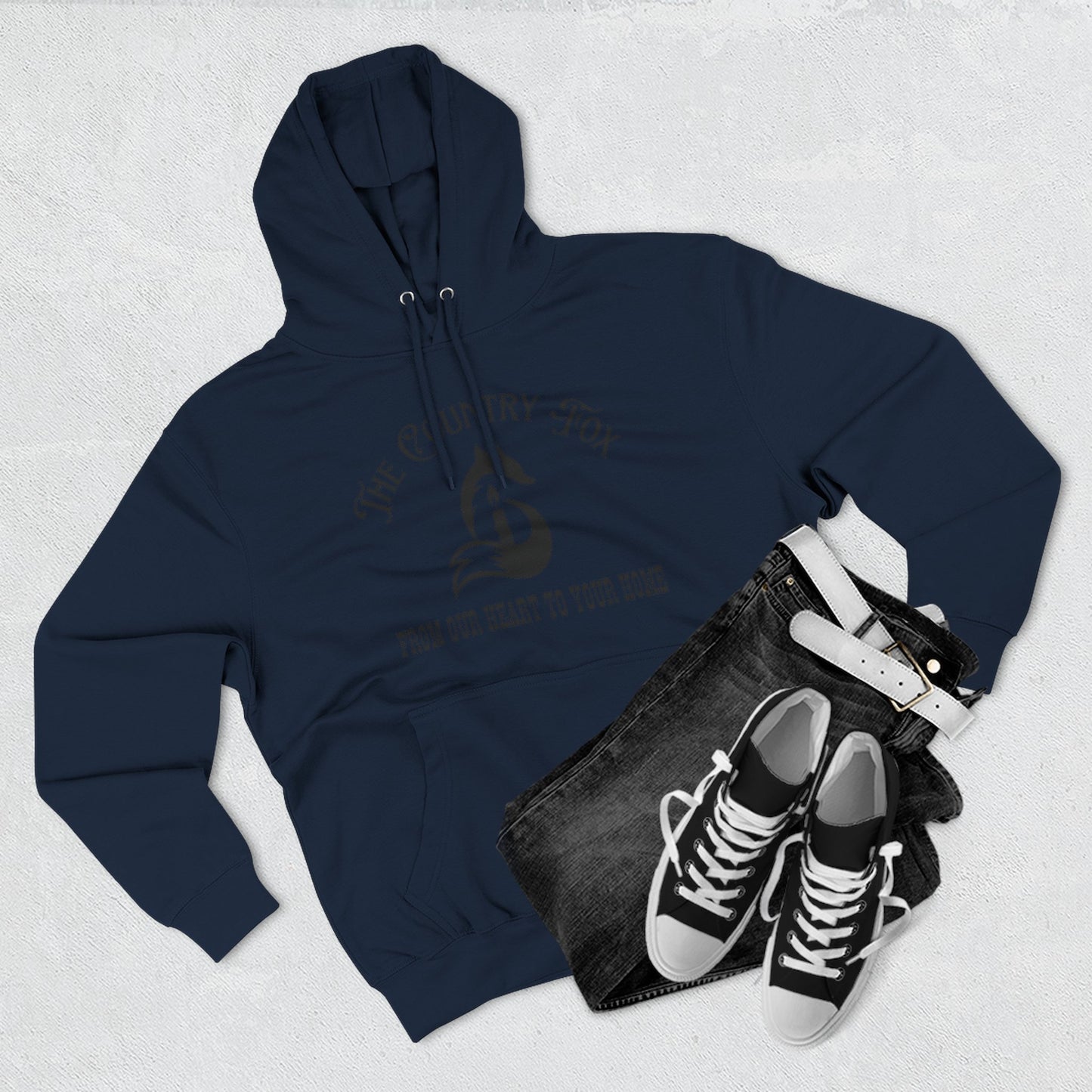 The Country Fox Logo Fleece Hoodie — Cozy Small-Business Candle Fan Pullover
