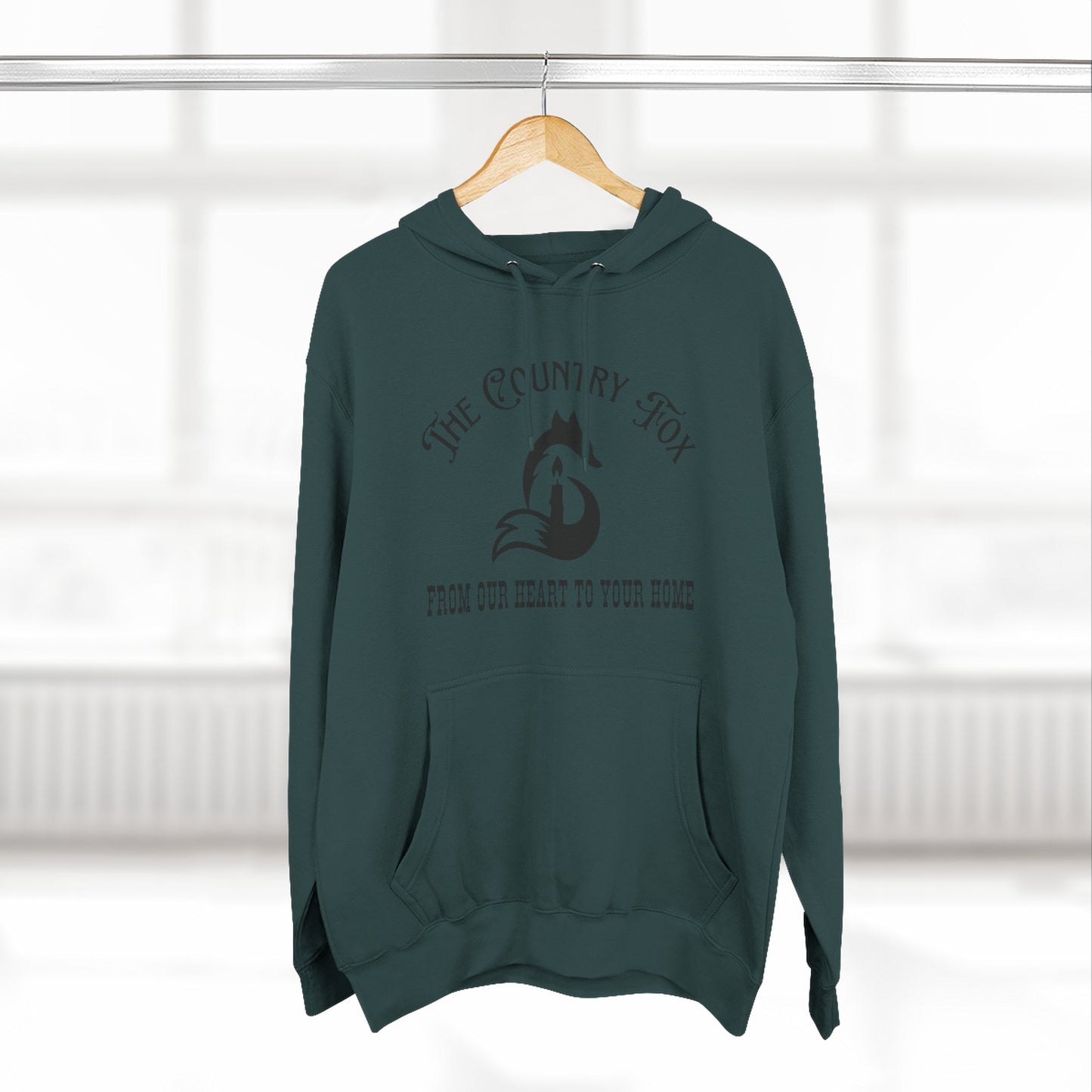 The Country Fox Logo Fleece Hoodie — Cozy Small-Business Candle Fan Pullover