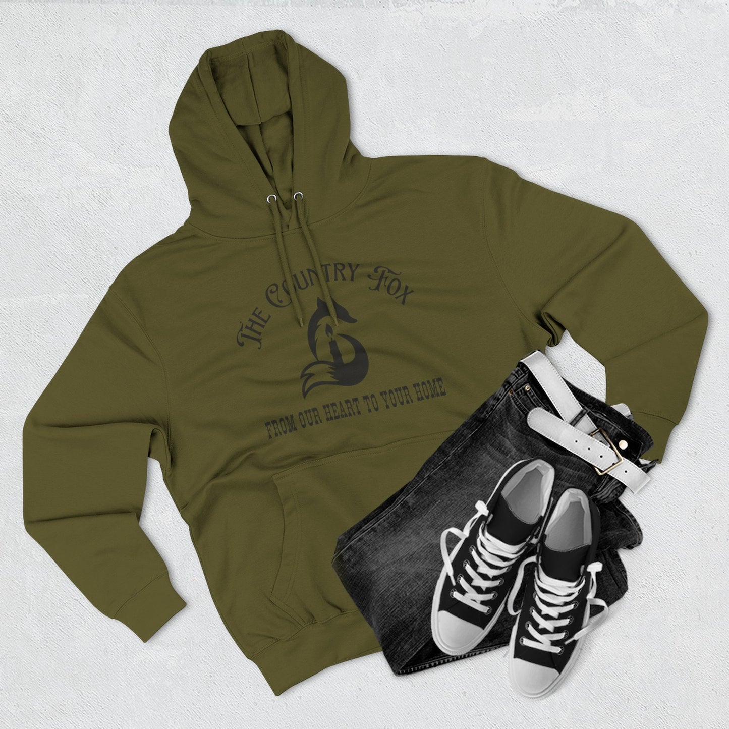 The Country Fox Logo Fleece Hoodie — Cozy Small-Business Candle Fan Pullover