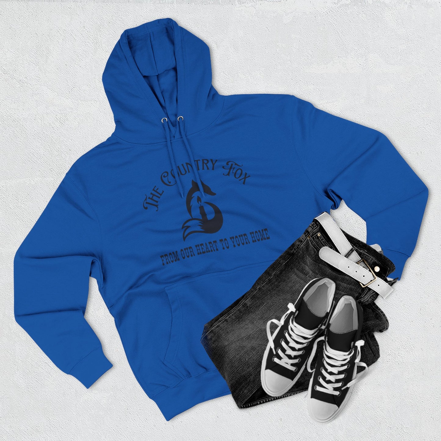 The Country Fox Logo Fleece Hoodie — Cozy Small-Business Candle Fan Pullover