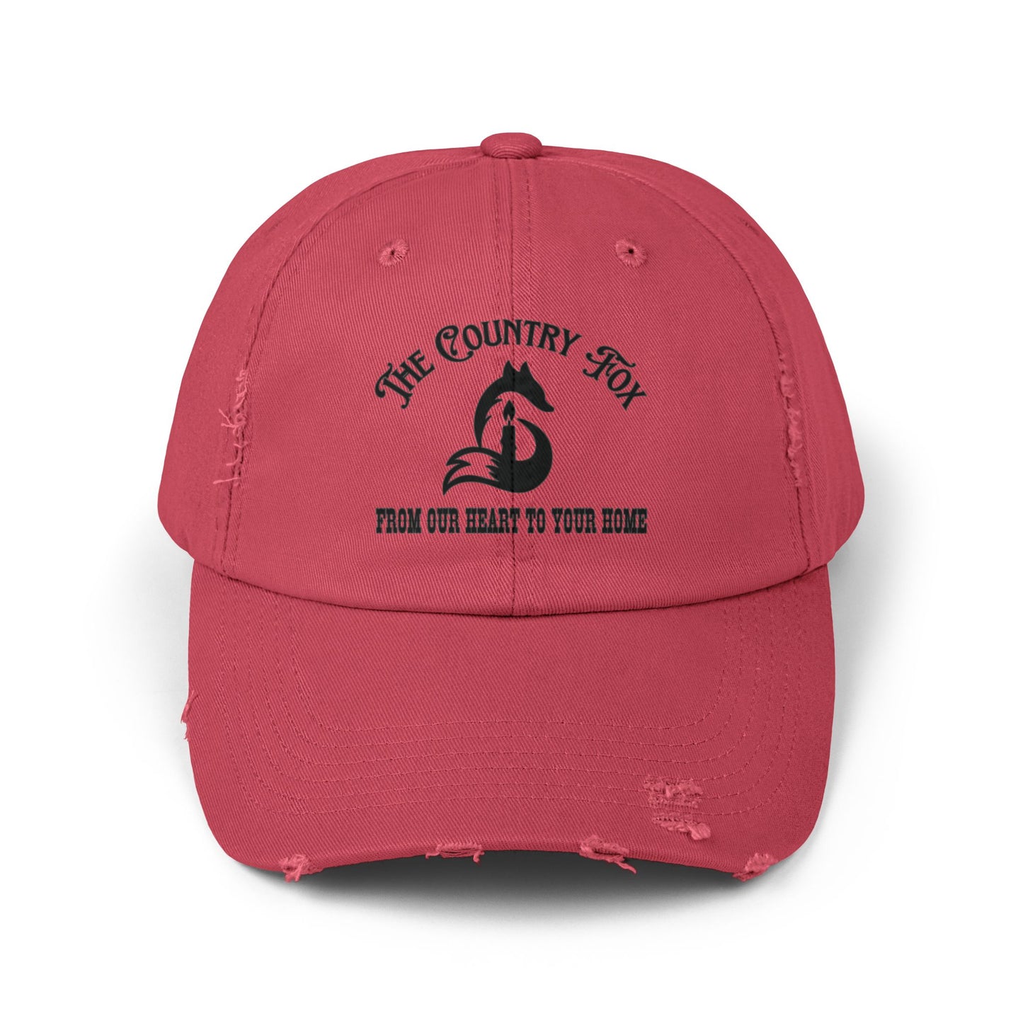 Distressed Baseball Cap — “The Country Fox” Logo (Farm-to-Home Vintage Hat)