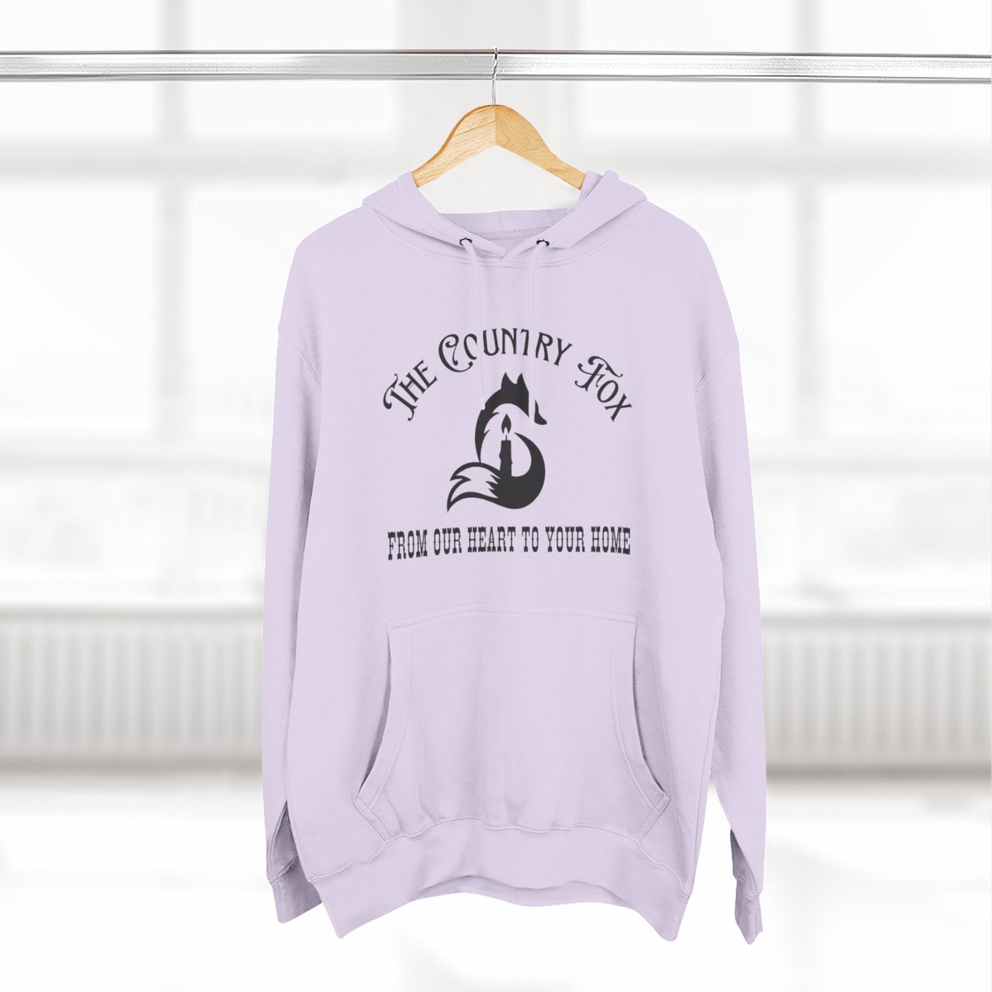 The Country Fox Logo Fleece Hoodie — Cozy Small-Business Candle Fan Pullover