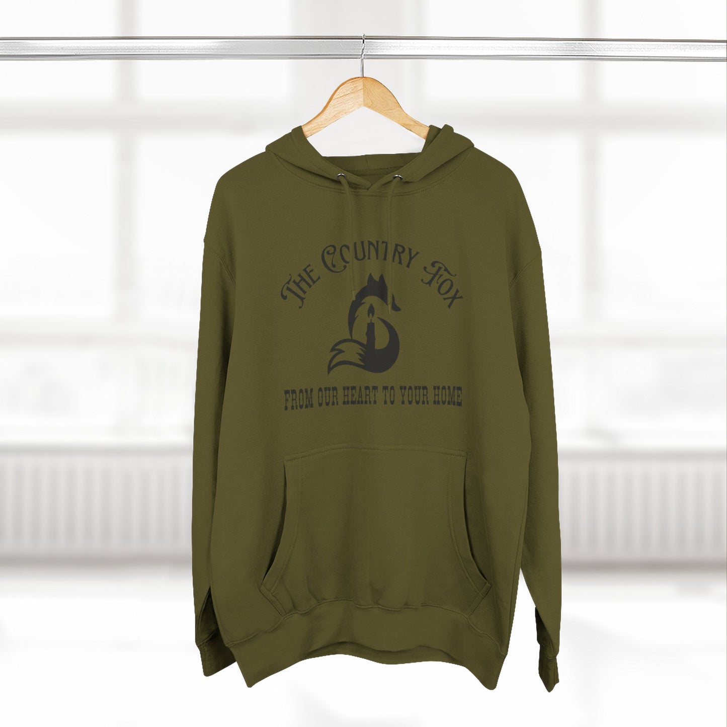 The Country Fox Logo Fleece Hoodie — Cozy Small-Business Candle Fan Pullover