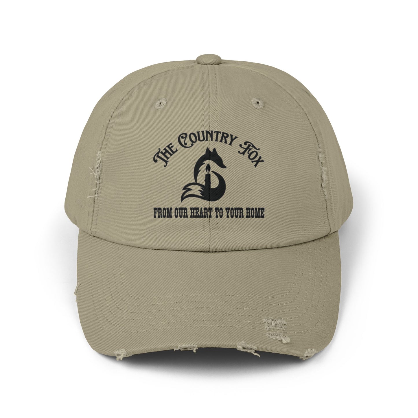 Distressed Baseball Cap — “The Country Fox” Logo (Farm-to-Home Vintage Hat)