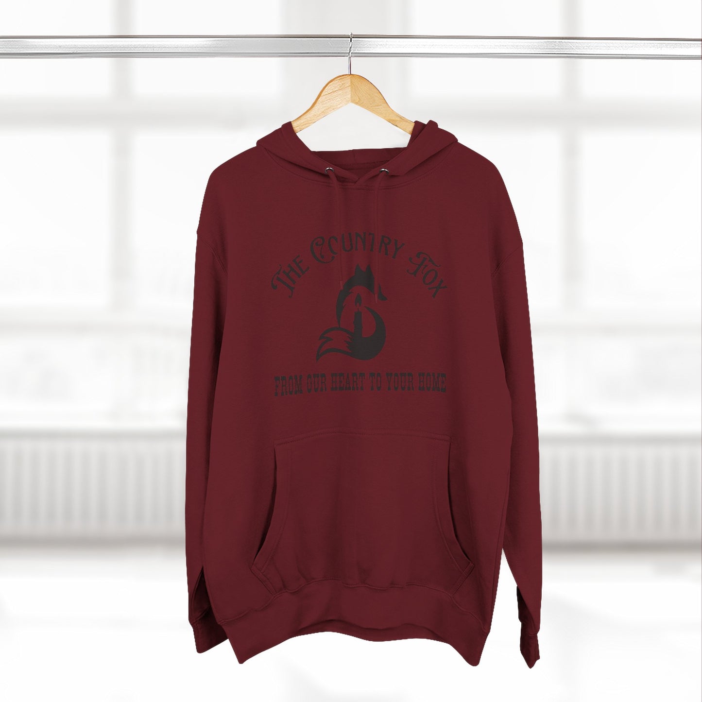 The Country Fox Logo Fleece Hoodie — Cozy Small-Business Candle Fan Pullover