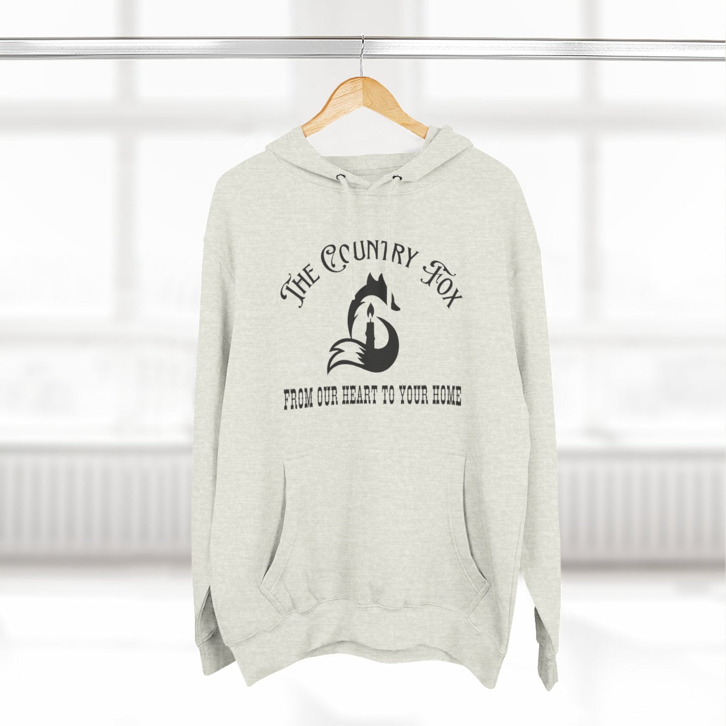 The Country Fox Logo Fleece Hoodie — Cozy Small-Business Candle Fan Pullover