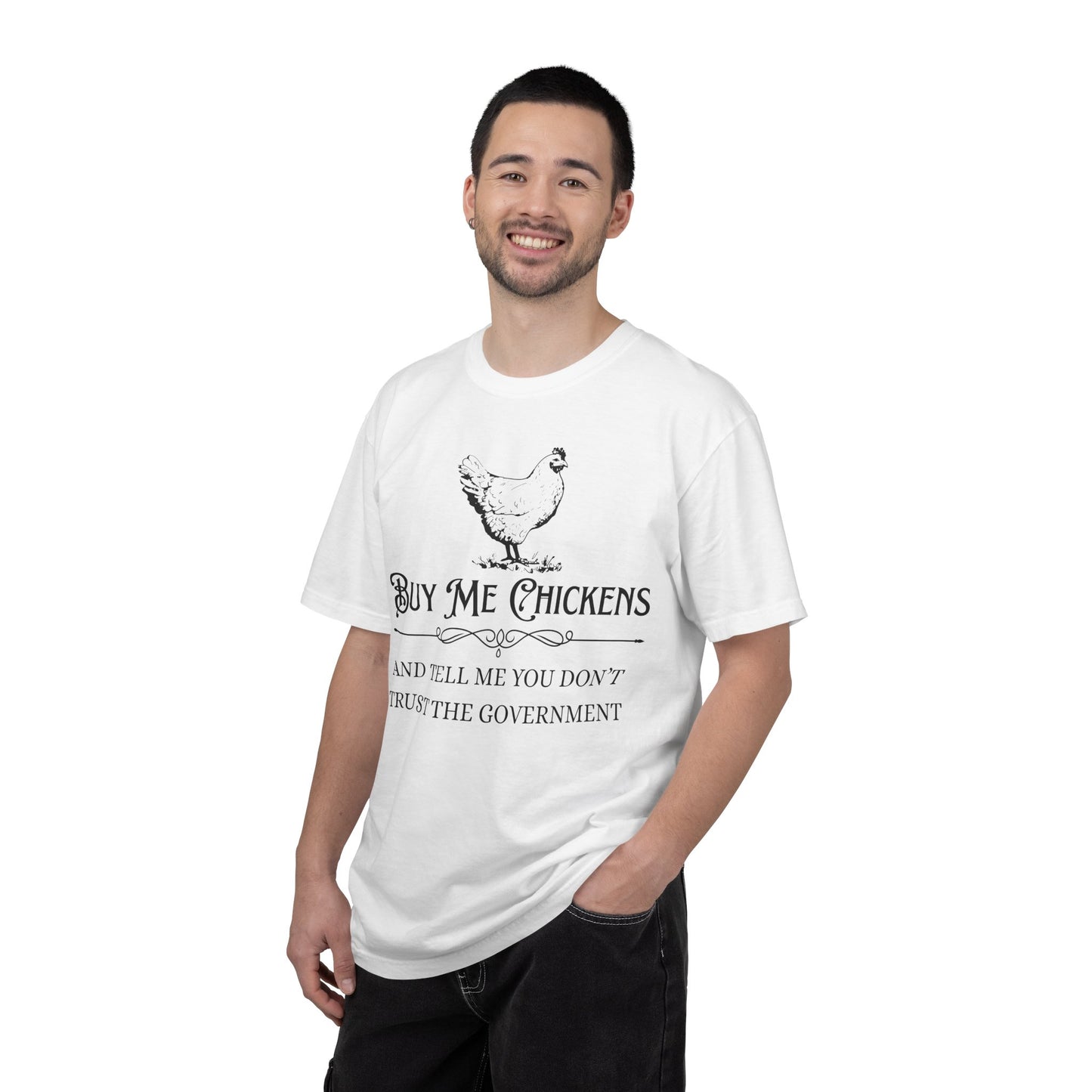 Chicken Lover T‑Shirt — "Buy Me Chickens and Tell Me You Don't Trust the Government" Vintage Farm Tee