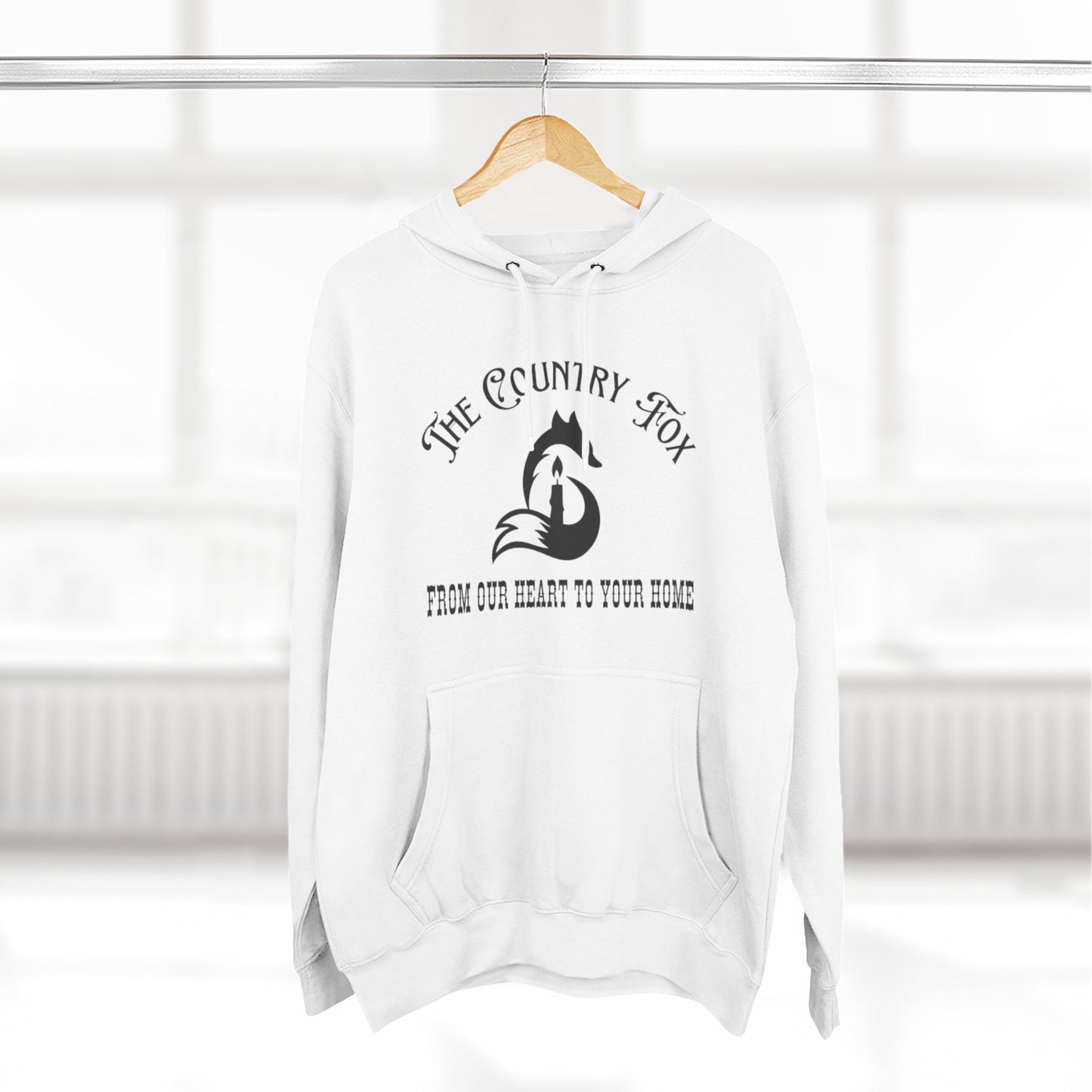 The Country Fox Logo Fleece Hoodie — Cozy Small-Business Candle Fan Pullover