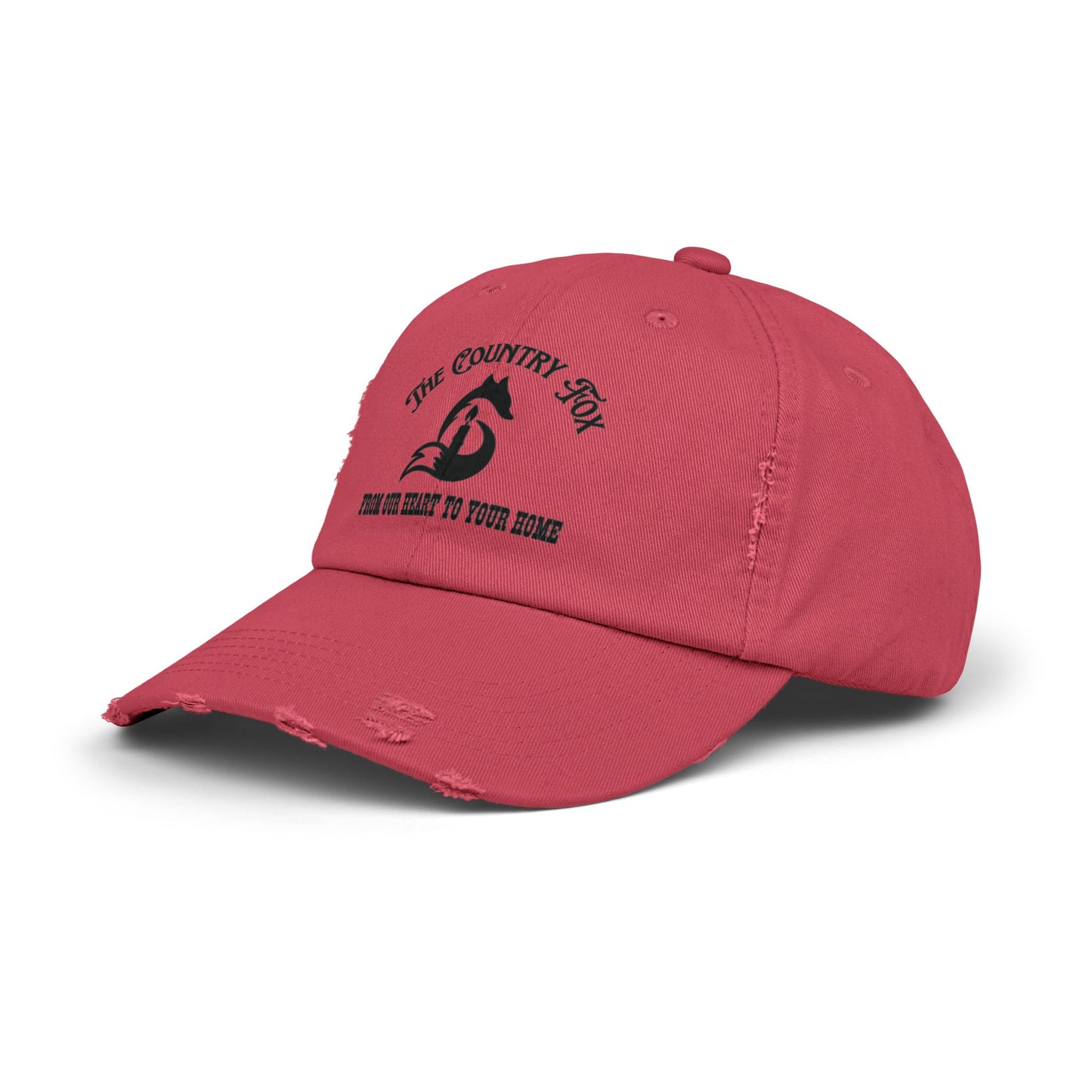 Distressed Baseball Cap — “The Country Fox” Logo (Farm-to-Home Vintage Hat)