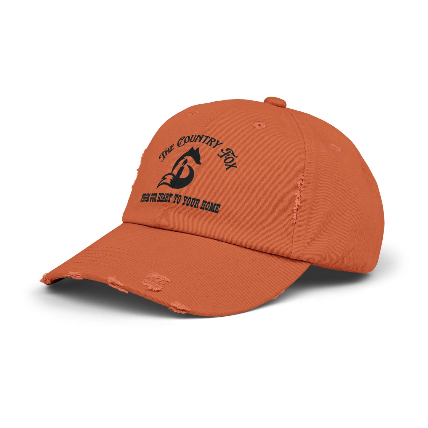 Distressed Baseball Cap — “The Country Fox” Logo (Farm-to-Home Vintage Hat)