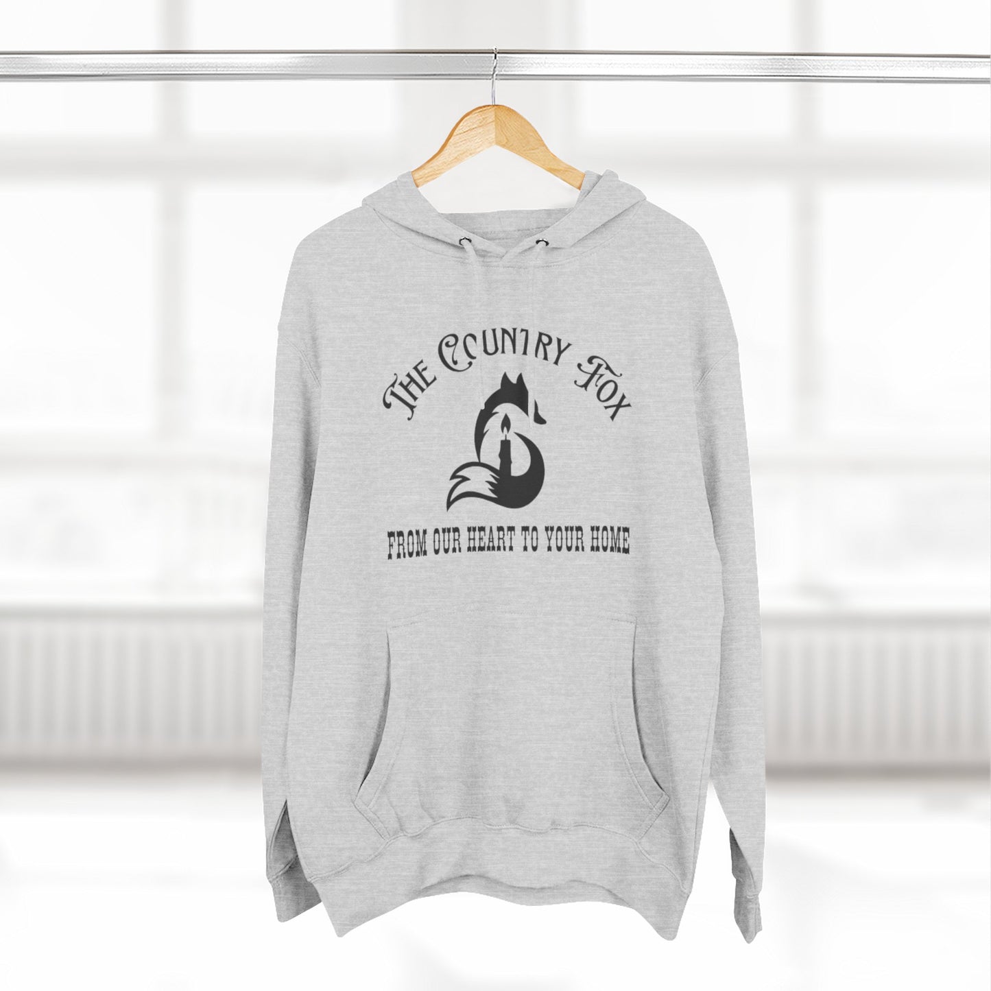 The Country Fox Logo Fleece Hoodie — Cozy Small-Business Candle Fan Pullover