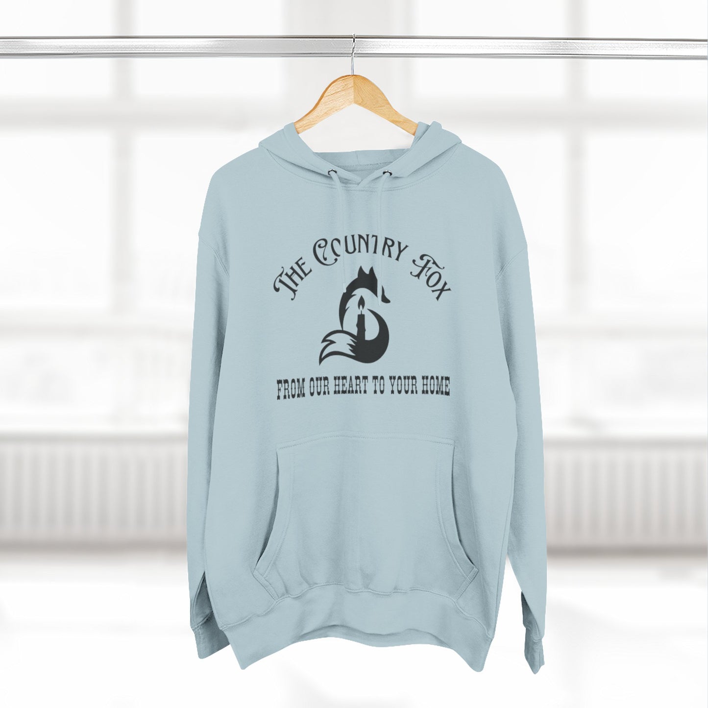 The Country Fox Logo Fleece Hoodie — Cozy Small-Business Candle Fan Pullover