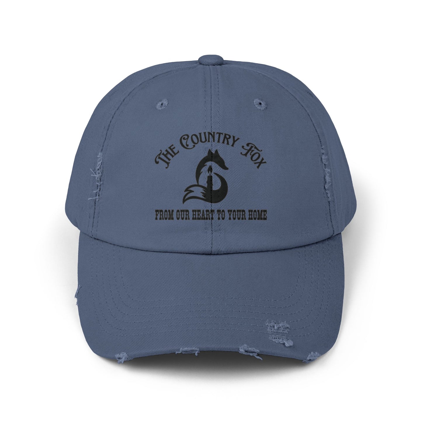 Distressed Baseball Cap — “The Country Fox” Logo (Farm-to-Home Vintage Hat)