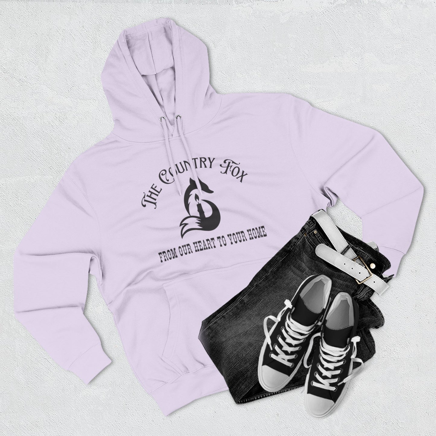 The Country Fox Logo Fleece Hoodie — Cozy Small-Business Candle Fan Pullover
