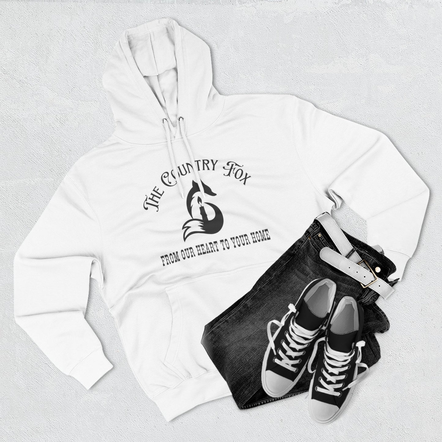 The Country Fox Logo Fleece Hoodie — Cozy Small-Business Candle Fan Pullover
