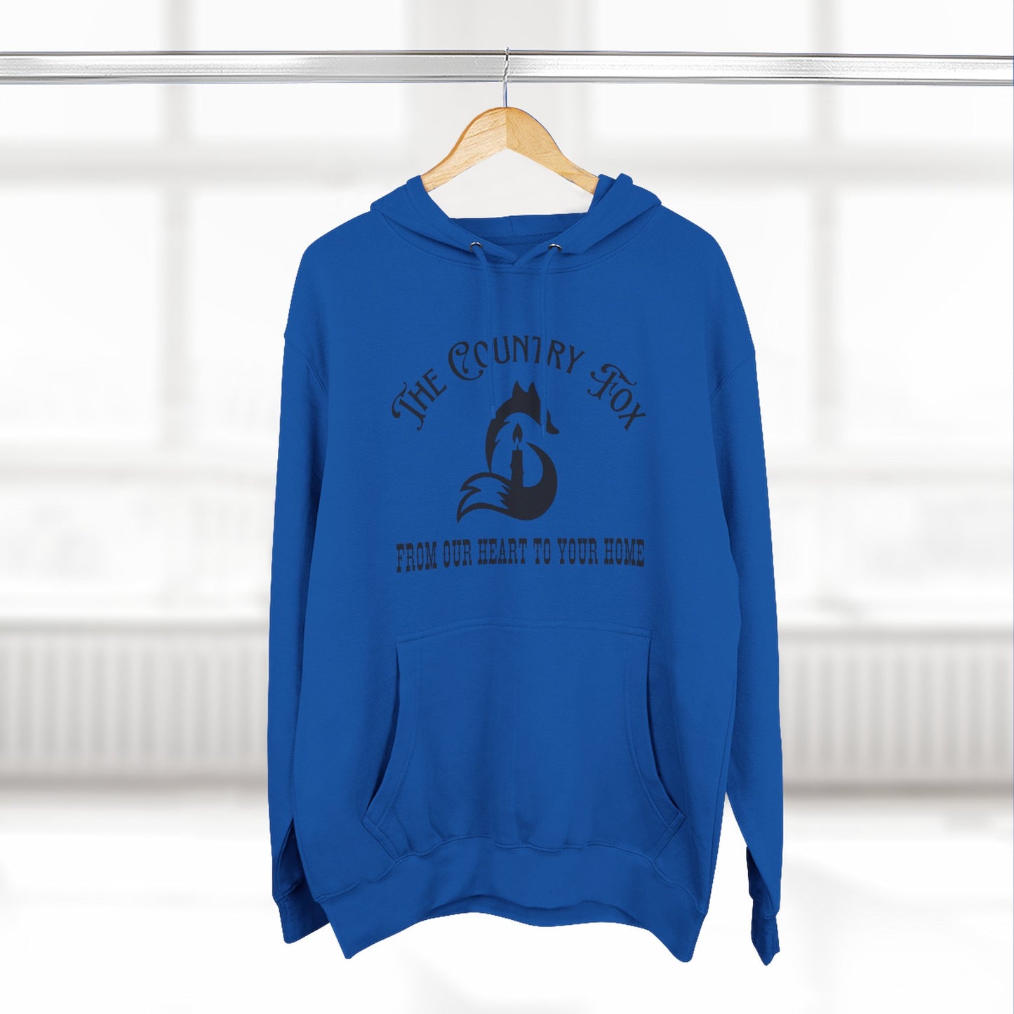 The Country Fox Logo Fleece Hoodie — Cozy Small-Business Candle Fan Pullover